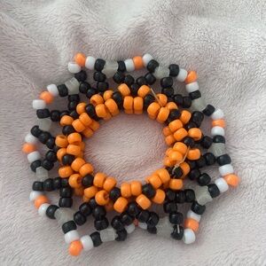 Handmade Orange & Black Seed Bead Bracelet